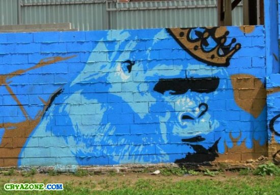 Граффити горилы на стене