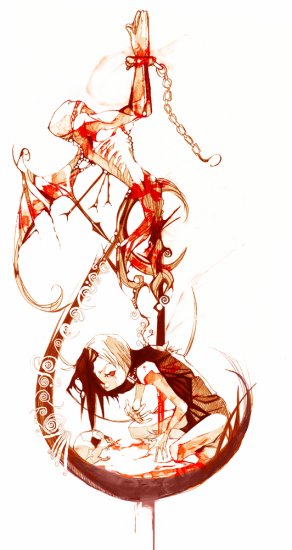 Кровавые рисунки от художника Nanohikakou