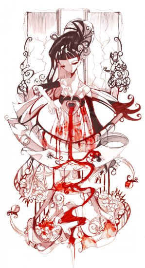 Кровавые рисунки от художника Nanohikakou