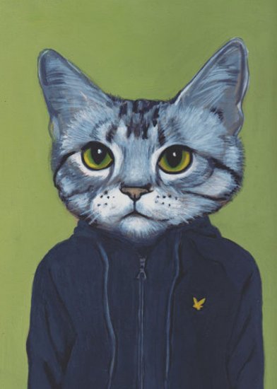 Намальовані коти в одязі від художниці Heather Mattoon