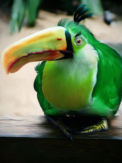 Зелений птах з великим дзьобом
